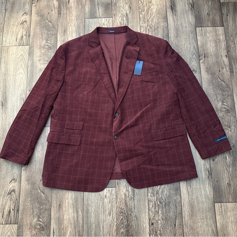 Stafford Big&Tall Corduroy Sport Coat Suit Blazer Men’s Sz 58 Long Burgundy